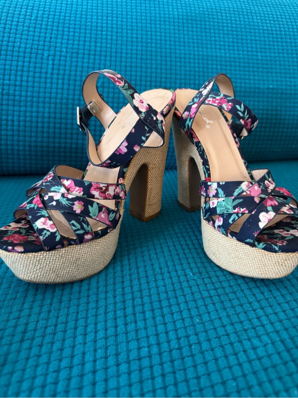 Floral Platform Chunky Heel Sandals 🌸 Retro Y2K
